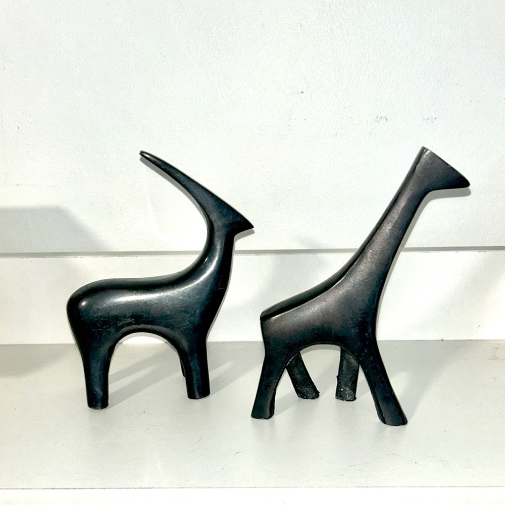 Elegant Black Metal Animal Sculptures